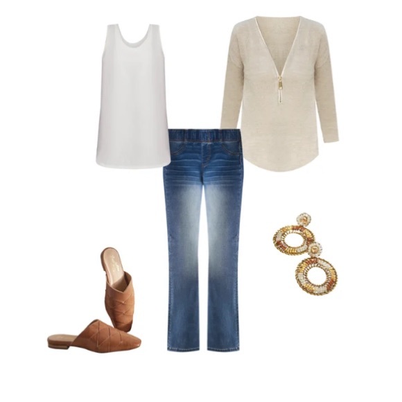 Soft Surroundings Valentina Zip Sweater Blouse Top Stone Women's Extra small - Picture 2 of 8